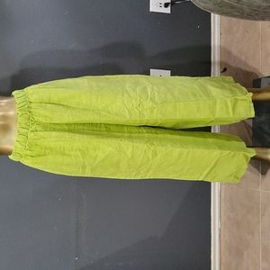 Bryn Walker Ella Neon Green 100% Linen Pants Size M